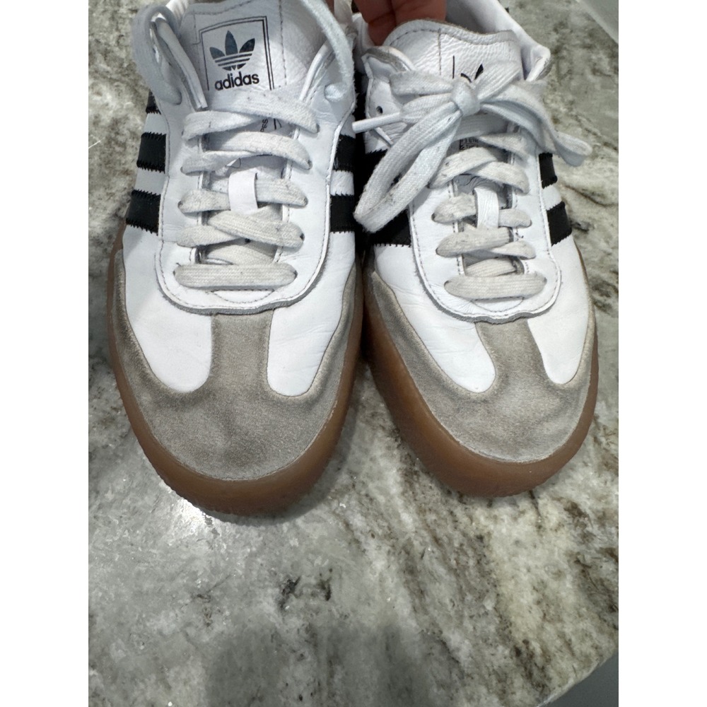 Womens Adidas Sambae Sneaker White Black size 9 classic timeless leather - Picture 9 of 10